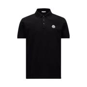 Moncler Logopatch Polo Classic Svart Bomull Black, Herr