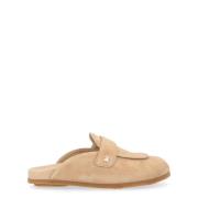 Max Mara Beige Mocka Manly Sabot Skor Beige, Dam