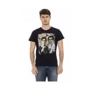 Trussardi Enkel Svart T-shirt med Exklusivt Fronttryck Black, Herr