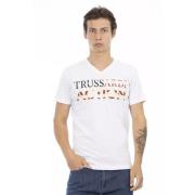 Trussardi Elegant V-ringad T-shirt med Frontprint White, Herr