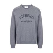 Iceberg Logo Crew-neck Sweater Tailored Fit Gray, Herr