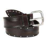 Orciani Studded Soft Bull Leather Belt Brown, Herr