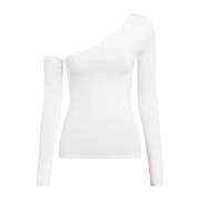 Calvin Klein Modal Off Shoulder Långärmad Topp White, Dam