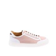 Testoni Tryckt Canvas Mocka Kalv Sneaker Pink, Dam