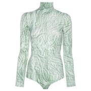 MM6 Maison Margiela Iguana Print Bodysuit Green, Dam