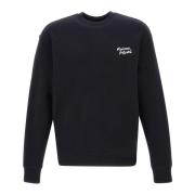 Maison Kitsuné Svart Bomulls Sweatshirt med Logga Black, Herr