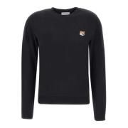 Maison Kitsuné Svart Bomull Crew Neck Sweatshirt Black, Dam