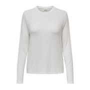 Jacqueline de Yong Långärmad rund hals dam T-shirt White, Dam