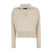 Federica Tosi Beige Polo Pull Sweater Beige, Dam