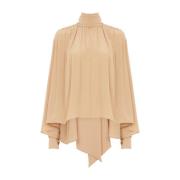 Chloé Silke Beige Skjorta med Lavallière Halsduk Beige, Dam