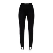 Versace Leggings med logotyp Black, Dam