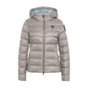 Blauer Quiltad dunjacka med logodetaljer Gray, Dam