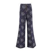 Etro Blommig Jacquard Flare Jeans Blue, Dam