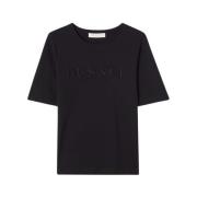 Busnel Mjuk Bomull Jersey Broderad T-shirt Black, Dam