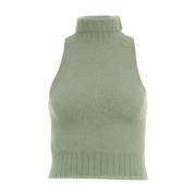 PINKO Glitter Turtleneck Stickad Topp Green, Dam