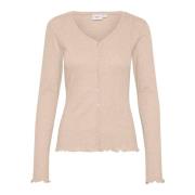 Saint Tropez Melange Cardigan Top Beige, Dam