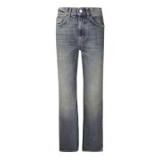 Amish Hög midja rak ben denim jeans Blue, Dam