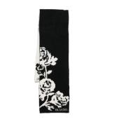 Blugirl Blommig Intarsia Stickad Omslags Halsduk Black, Dam