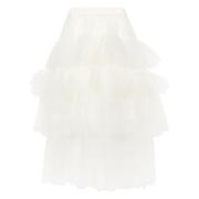 Simone Rocha Vit Tulle Ruffle Kjol Beige, Dam