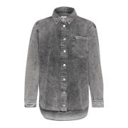 My Essential Wardrobe Boxy Skjorta Medium Grey Retro Wash Gray, Dam