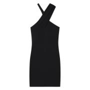 Courrèges Svart Criss Cross Jersey Klänning Black, Dam