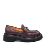 Mara Bini Burgundy Loafer med Guldspänne Purple, Dam