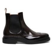 Santoni Klassiskt Läder Brogue Chelsea Boot Gray, Herr