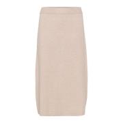 Saint Tropez Elastisk Midja Kjol Doeskin Melange Beige, Dam