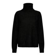 Saint Tropez Svart Rollneck Pullover Tröja Black, Dam