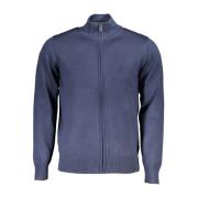 U.s. Polo Assn. Blå Kontrast Zip Sweater Broderad Logotyp Blue, Herr