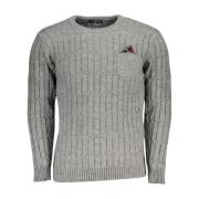 U.s. Polo Assn. Twisted Crew Neck Sweater with Pocket Gray, Herr