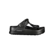 Carrera Svarta Polyeten Flip Flops med Fotledsrem Black, Dam