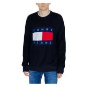 Tommy Hilfiger Svart Bomullstickat Långärmad Rund Hals Black, Herr