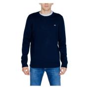 Tommy Hilfiger Blå Bomull Stickad Rund Hals Tröja Blue, Herr