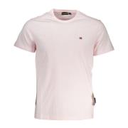 Napapijri Elegant rosa broderad T-shirt för män Pink, Herr