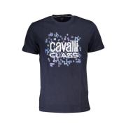 Cavalli Class Blå Bomull Tryckt Logotyp T-shirt Blue, Herr