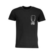 Cavalli Class Svart Bomull T-shirt med Tryck Logo Black, Herr