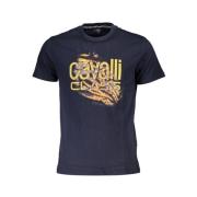 Cavalli Class Blå Bomull Logo Print T-shirt Blue, Herr