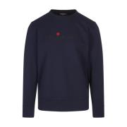 Kiton Blå Sweatshirt med Crew Neck och Logo Blue, Herr