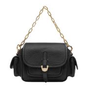 Coccinelle Svart Läder Crossbody Väska med Dragkedja Black, Dam