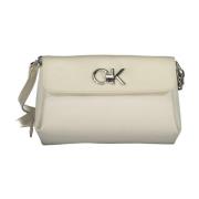 Calvin Klein Beige Axelväska med Kedjehandtag Beige, Dam