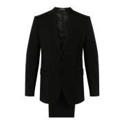 Emporio Armani Svart Ull Blazer och Byxor Set Black, Herr