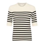 Soaked in Luxury Randig T-shirt Vit Svart Rand White, Dam