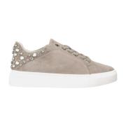 ALMA EN PENA Spikade lädersneakers med plattform Beige, Dam