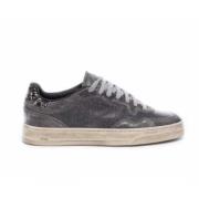 P448 Svart Metallisk Läder Sneakers Bali Washed Stone Black, Dam