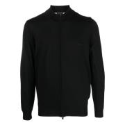 Hugo Boss Ull Cardigan med Hel Dragkedja Black, Herr