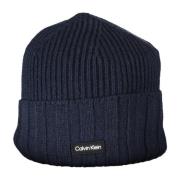 Calvin Klein Blå Herr Beanie Kontrast Logo Blue, Herr