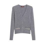 Max Mara Studio Stickad Kofta Gray, Dam