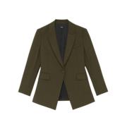 Theory Peak Lapel Blazer Nedanför Höft Längd Green, Dam