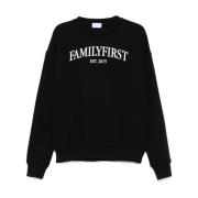 Family First Logo Print Crew Neck Sweater Black, Herr